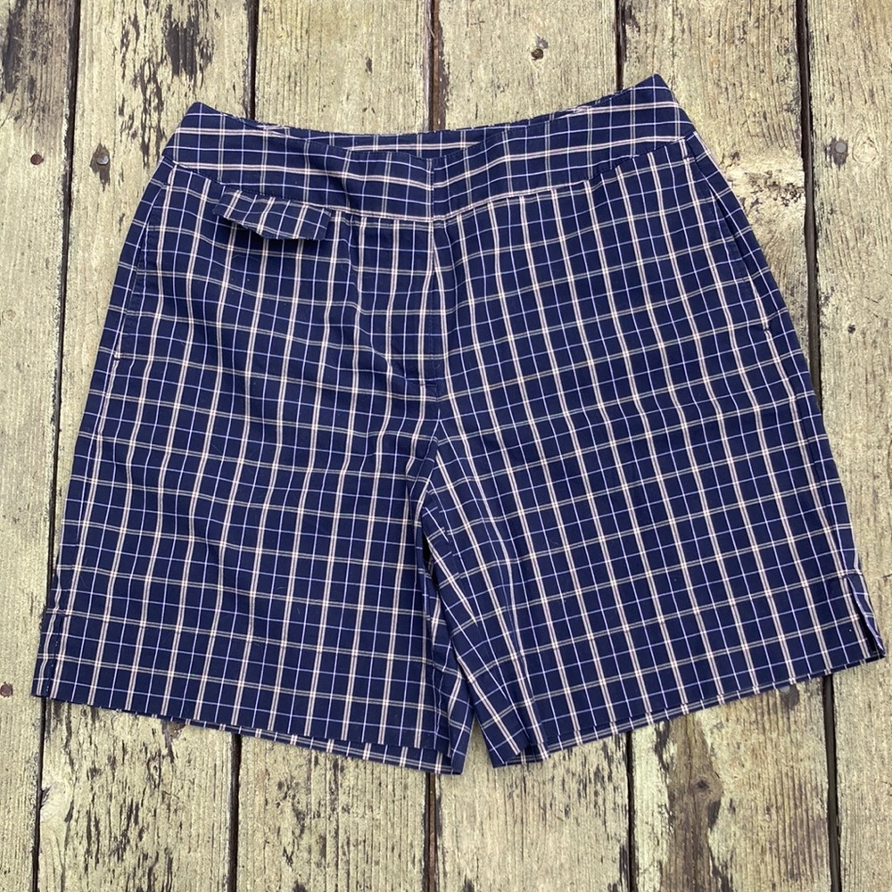LIZ CLAIBORNE LIZGOLF Navy  Plaid Golf Shorts ~ 10